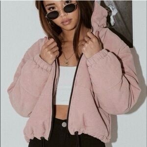 Princess polly corduroy puffer jacket dusty pink